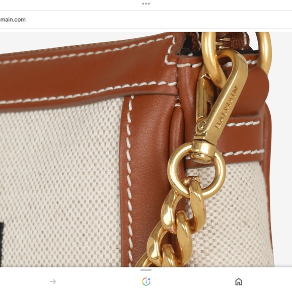 Balmain B-Army Canvas Pouch-On-Chain Beige - Picture 7 of 16